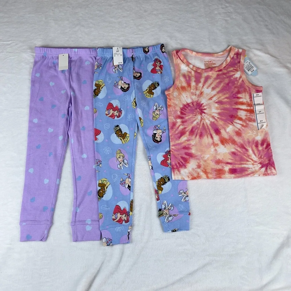 Cat‎ & Jack 3 Pc Pajama Set Toddler Girls Size 5T Tie Dye Relaxed Fit Sleeveless